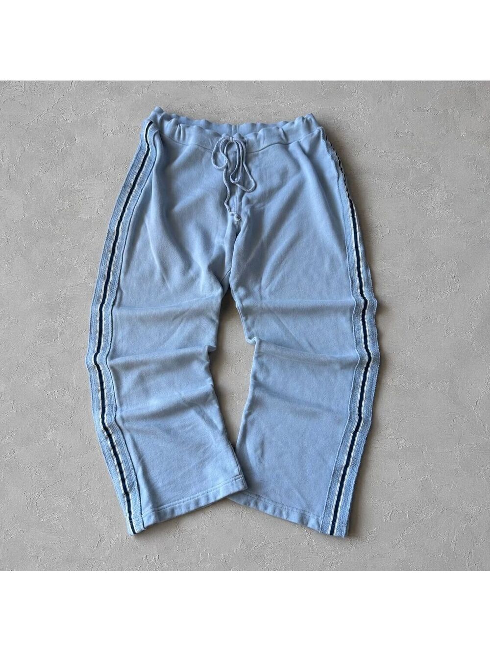 Vintage Y2K New York Laundry Striped Baby Blue Baggy Wide Leg Sweatpants